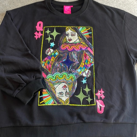 Queen of sparkles Sequin Queen of Hearts Cowgirl Crewneck Sweatshirt - Picture 3 of 3